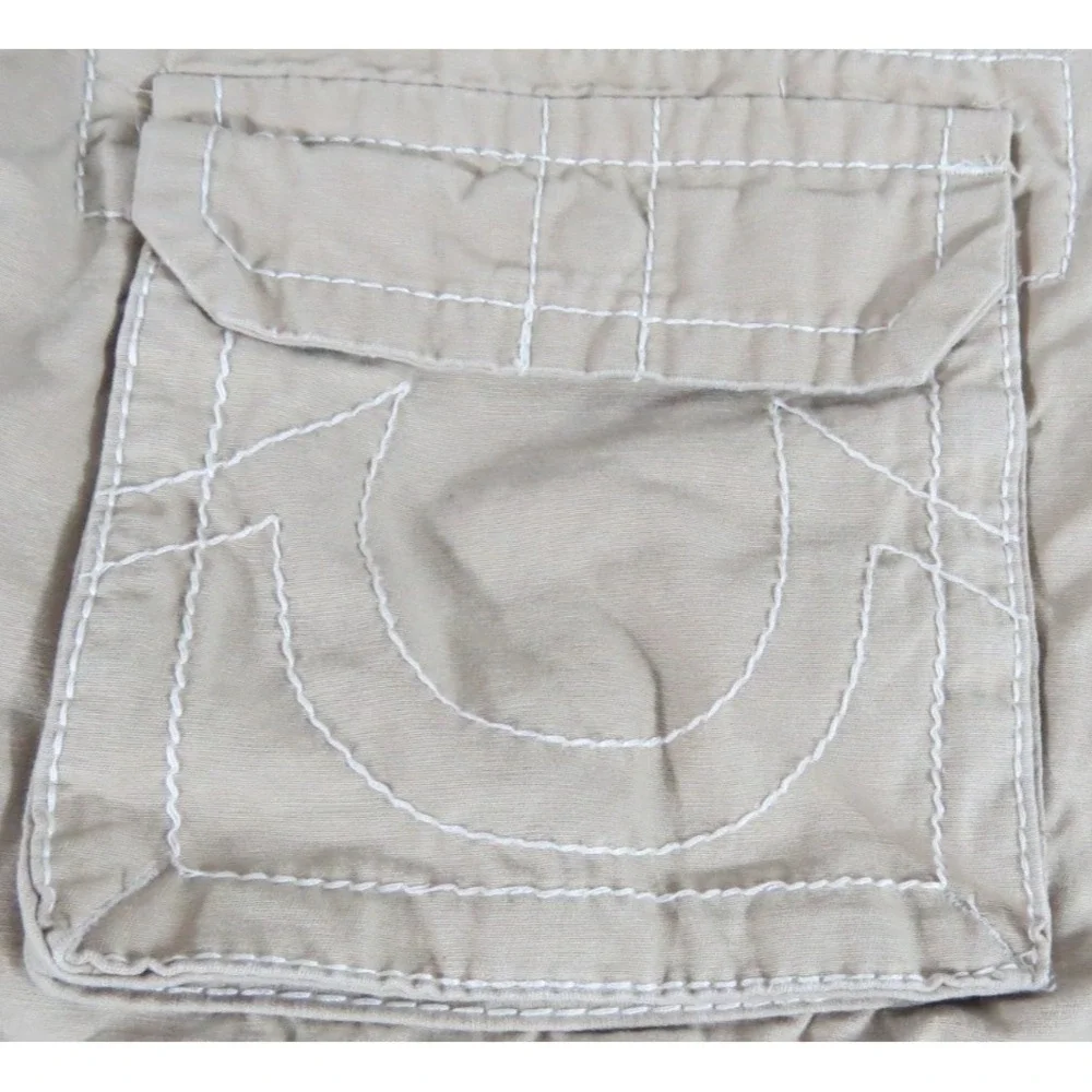 True Religion Big T Non Denim Cargo Pants Khaki 34x31 Men Workwear Utility Rope